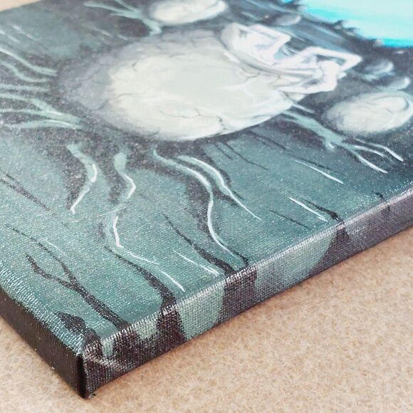 Hand Painted Original Alien Hatching Xenomorph Egg Horror Art Painting 8x10" - Picture 8 of 9